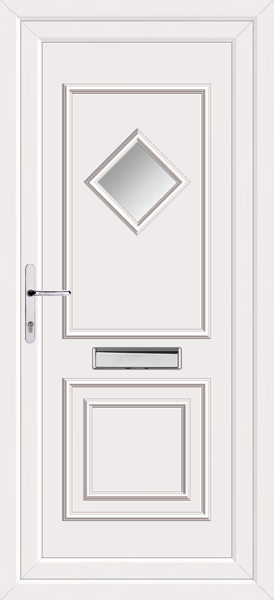 White Leven one Clear/Pattern front doors upvc