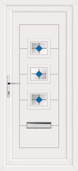 White Lussa Blue Diamond Upvc Front Door