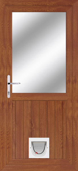 Golden Oak Half Glazed Fife Upvc Doors With Catflaps fife-clearpat-catflap-goak.png