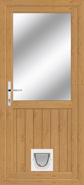 Irish Oak Glazed Fife Upvc Doors With Catflaps fife-clearpat-catflap-ioak.png