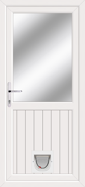 Fully FItted Half Glazed Fife Upvc Doors With Catflaps fife-clearpat-catflap-white.png