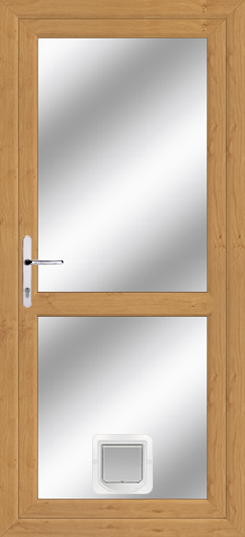 Irish Oak Fully Glazed With Midrail Upvc Doors With Catflaps fullyglazed-mid-clearpat-catflap-ioak.png