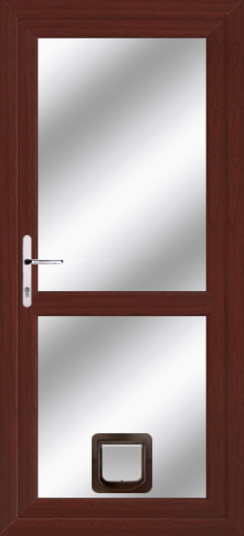 Rosewood Fully Glazed With Midrail Upvc Doors With Catflaps fullyglazed-mid-clearpat-catflap-rosewood.png