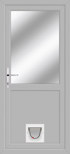 Agate Grey Half Glazed Flat Panel Upvc Doors With Catflaps halfflat-clearpat-catflap-agate.png
