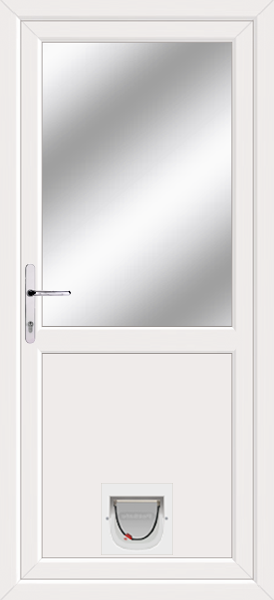 Fully Fitted Half Glazed Flat Panel Upvc Doors With Catflaps halfflat-clearpat-catflap-white.png