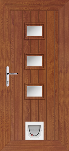 Golden Oak Tummel Upvc Doors With Catflaps tummel-clearpat-catflap-goak.png